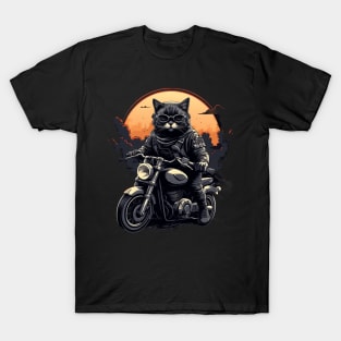 Cat Riding Motorcycle T-Shirt